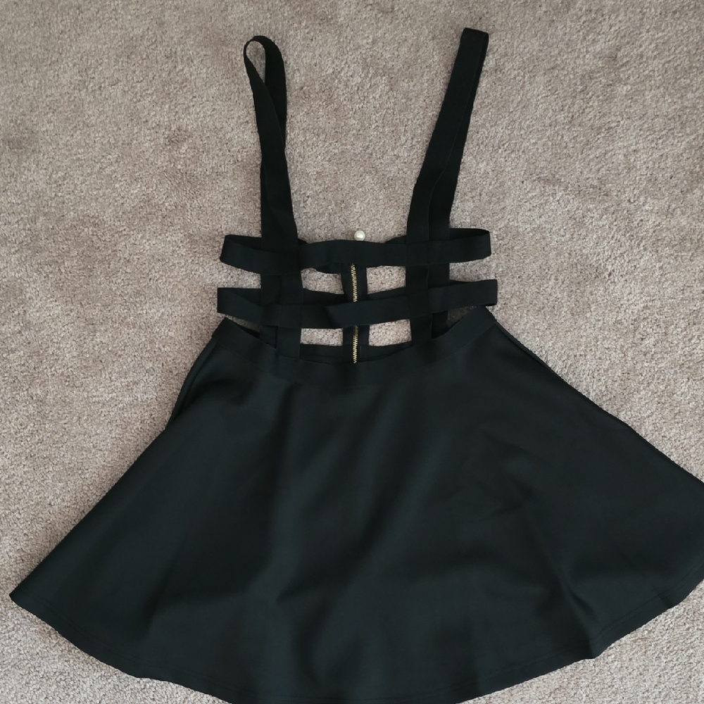 goth gothic rave festival Black mini Dress